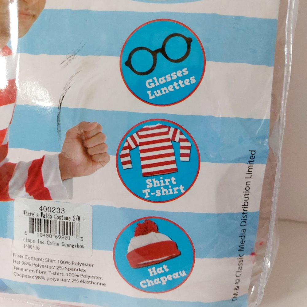 3pc Wheres Waldo? Costume size Small/Medium Halloween - Picture 3 of 4
